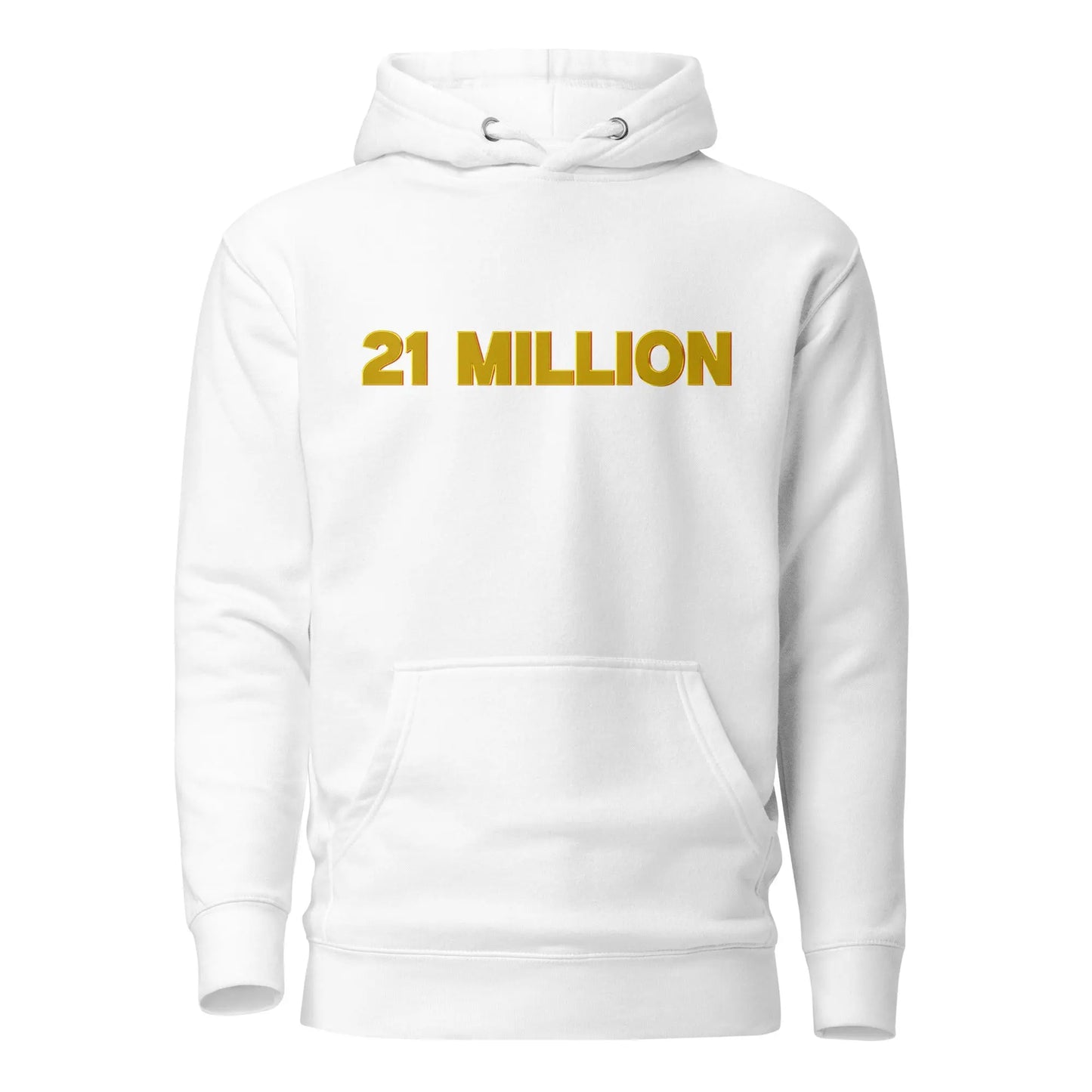 bitcoin hoodie - 21 million - front view - white