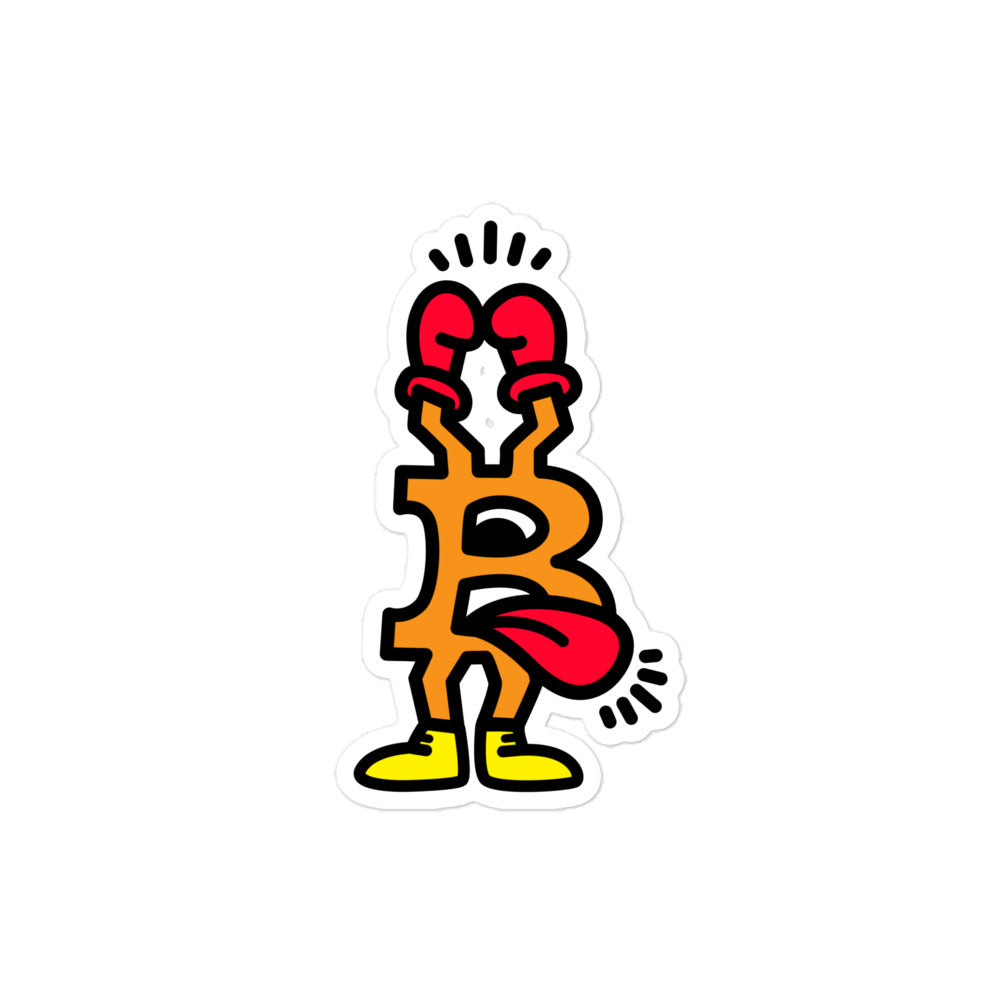 bitcoin sticker - be boxer - front view - medium size
