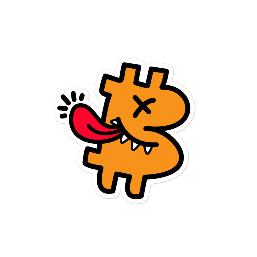 bitcoin sticker - be funny - front view - detail