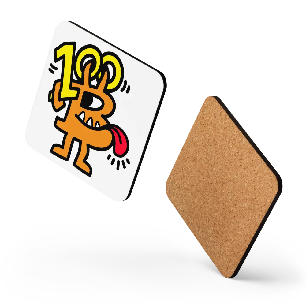 Floating layout Bitcoin 100k Celebration Bitcoin coaster by BitPopArt