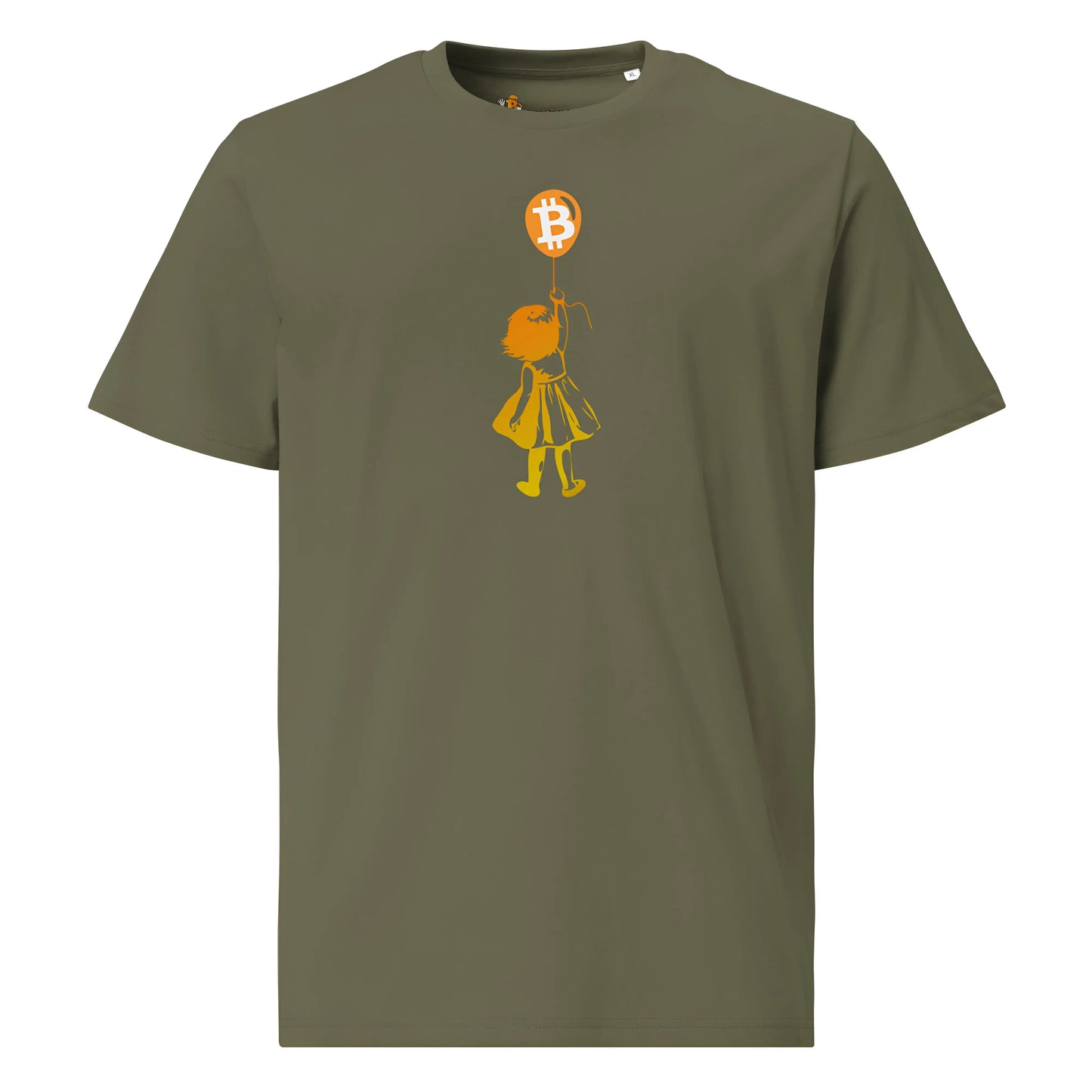 bitcoin t-shirt - bitcoin balloon girl - front view - green