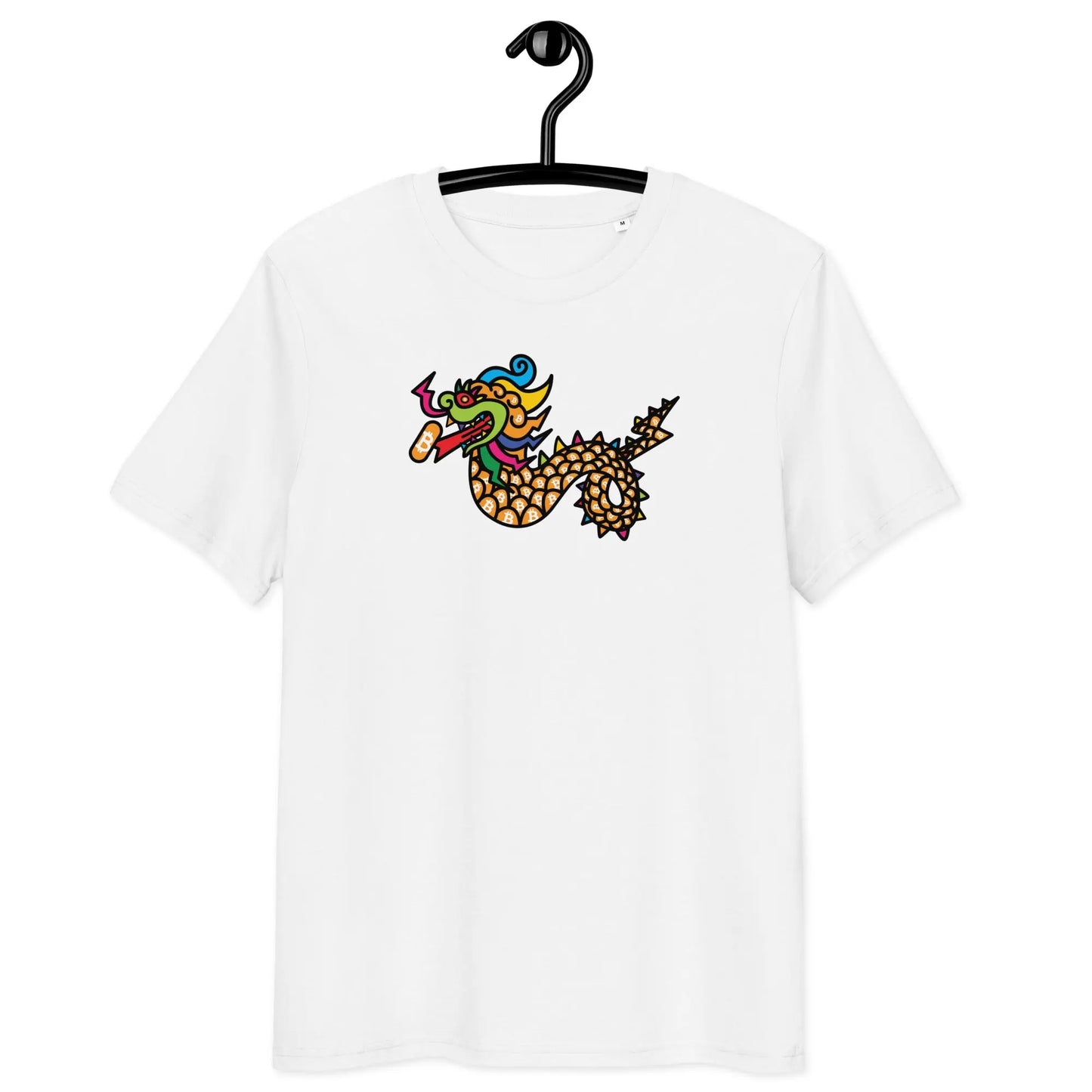 Bitcoin T-Shirt – Bitcoin Dragon - on hanger - white