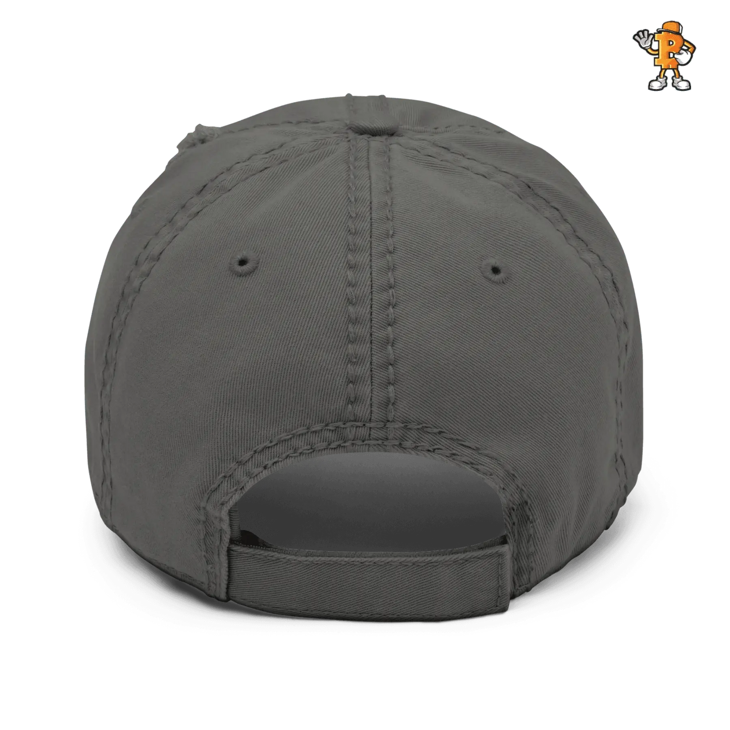 bitcoin hat - bitcoin symbol - back view - orange embroidery - grey