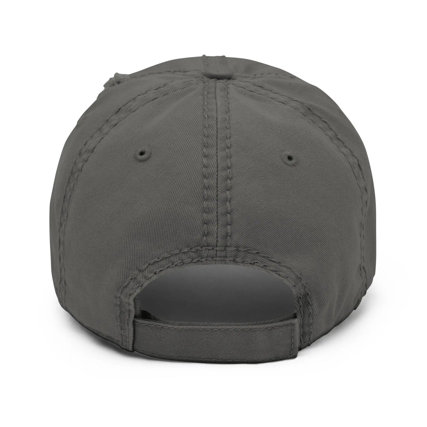 bitcoin hat - distressed strap closure - back view - grey
