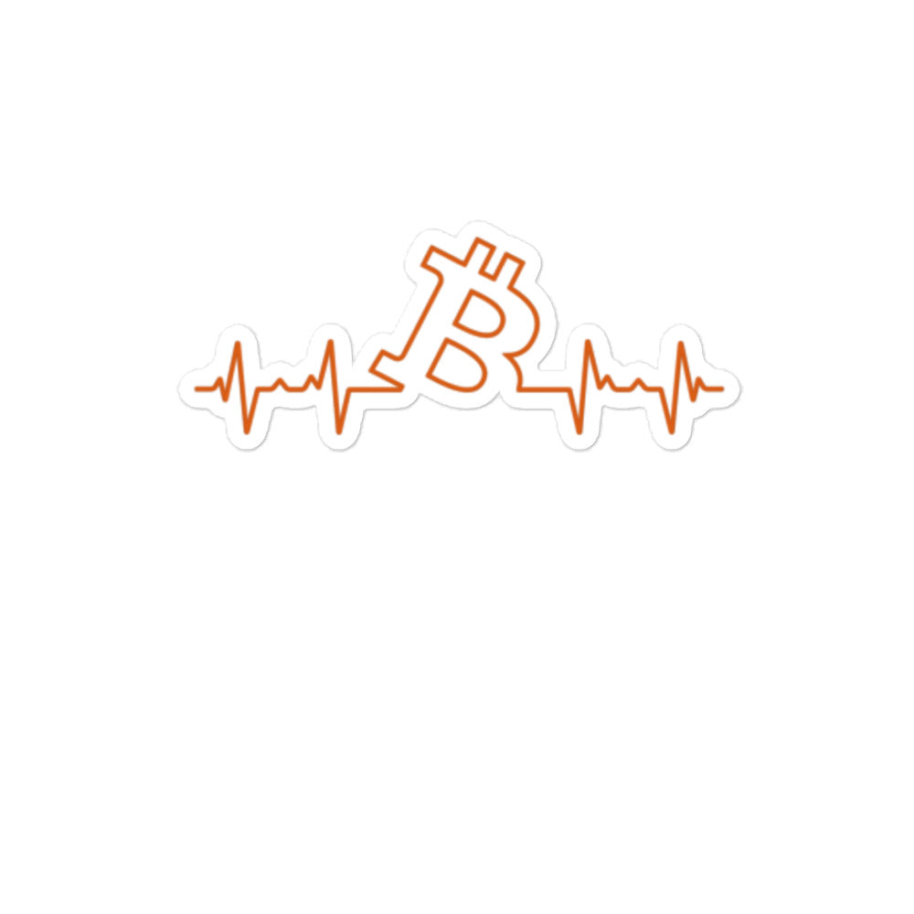 bitcoin sticker - bitcoin heartbeat - front view - medium