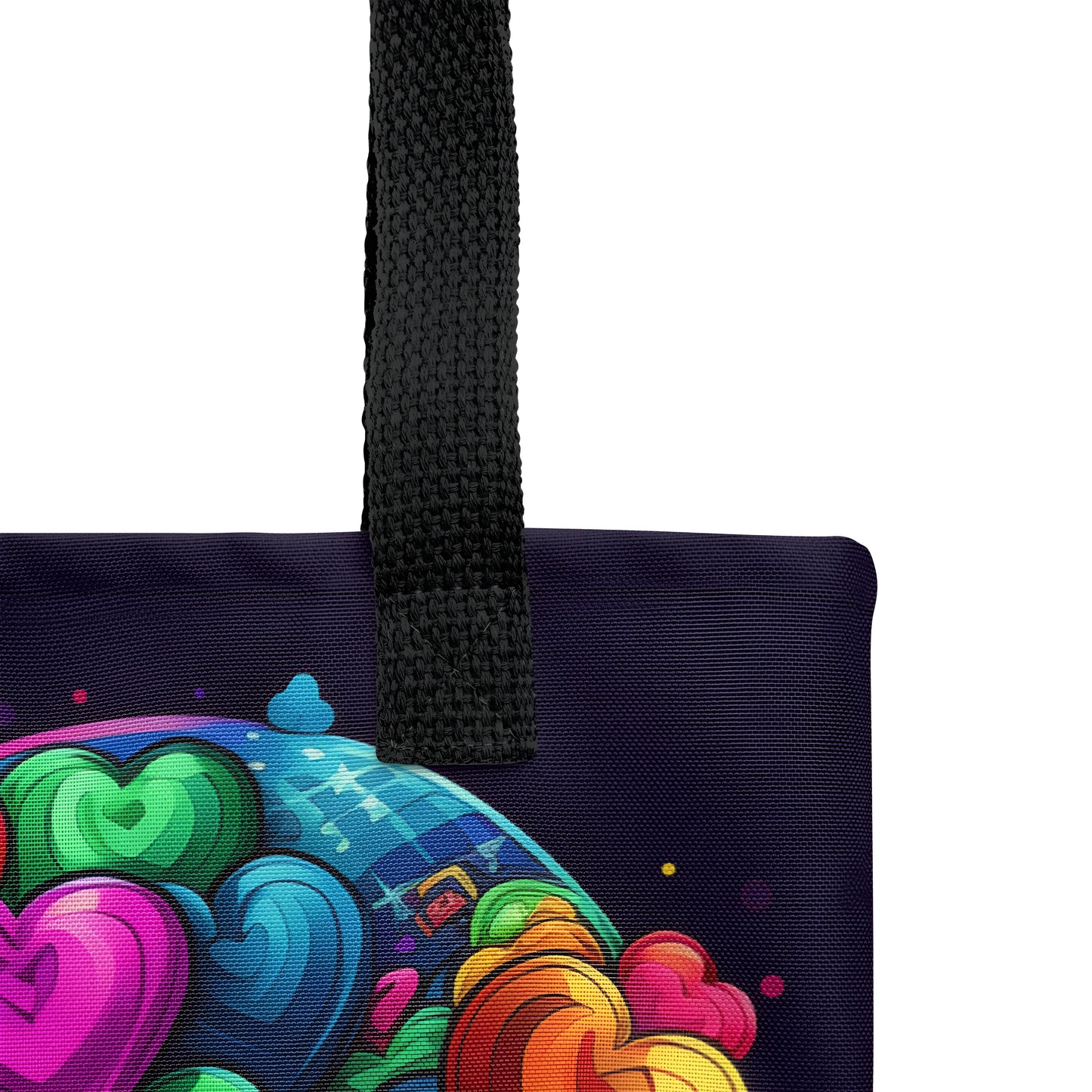 bitcoin tote bag - bitcoin is love - close-up view