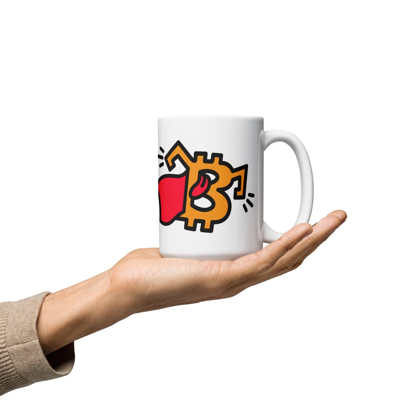 bitcoin mug - be superman design - hold on hand - 443ml