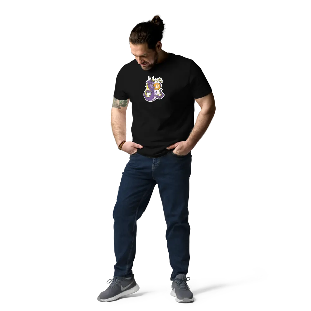 Bitcoin T-Shirt – Bitcoin NOSTR T-Shirt Dragon - worn on model - black