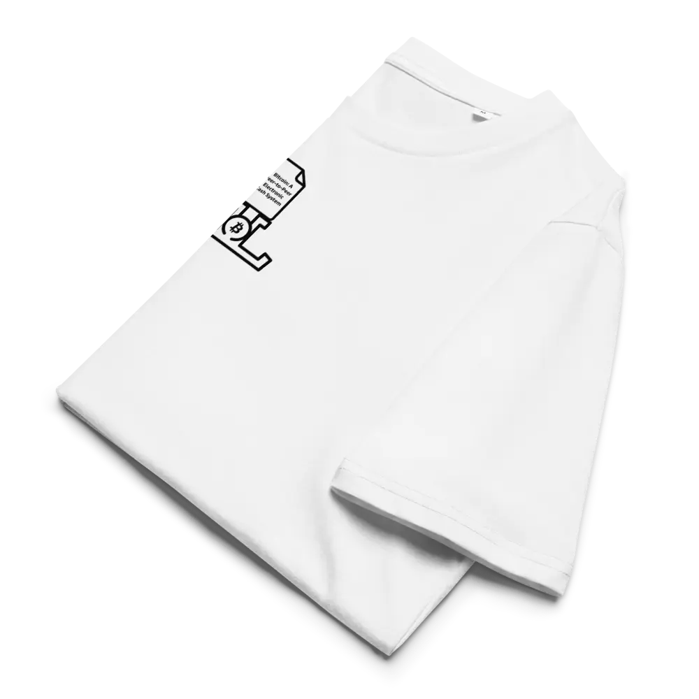 bitcoin t-shirt - bitcoin pop white paper - folded view