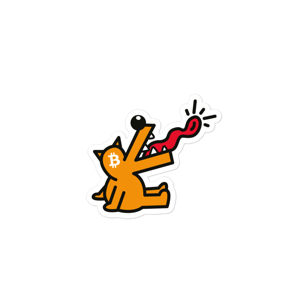 bitcoin sticker - bitpop dog - close-up