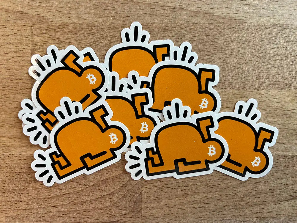 bitcoin sticker - fatpop - design close-up