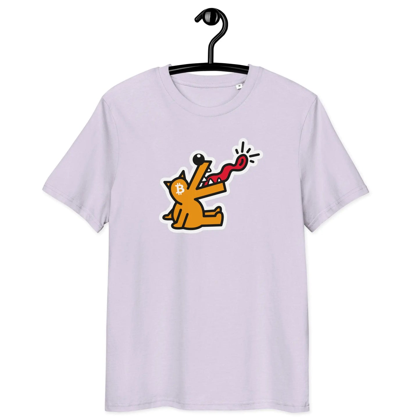 Bitcoin T-Shirt – Woof - on hanger - purple