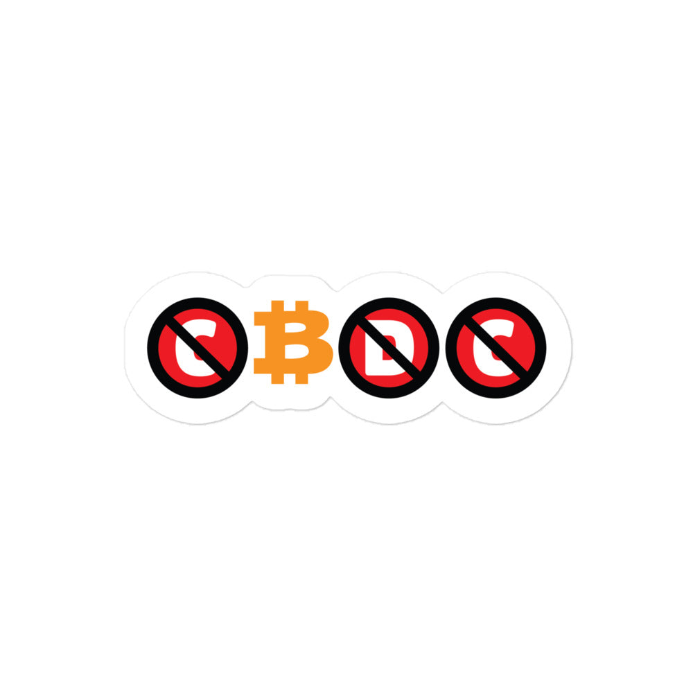 bitcoin sticker - cbdc - flat lay