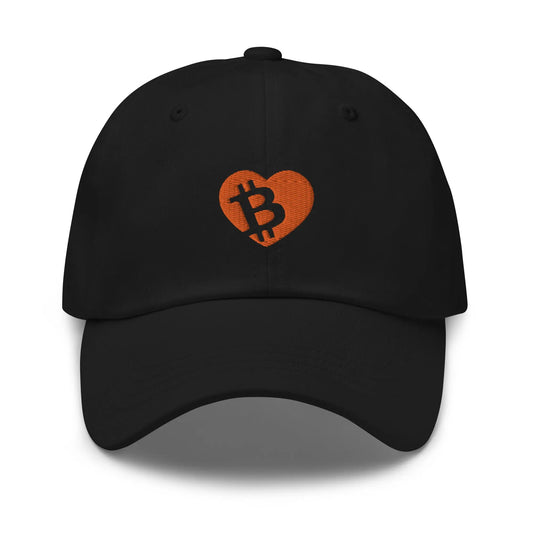 Pocket Heart Embroidered Classic Bitcoin Dad Hat Black Color