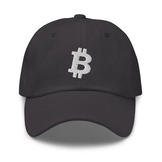White Angled Bitcoin Embroidered Classic Dad Hat Grey