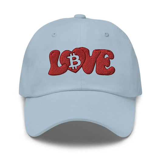 Groovy Love - Embroidered Classic Bitcoin Dad Hat Light Blue Color