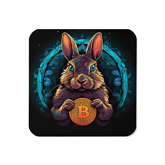 Falling Down The Bitcoin Rabbit Hole - Hodl! Cork-back coaster