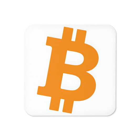 Angled Bitcoin Cork-back Coaster Orange