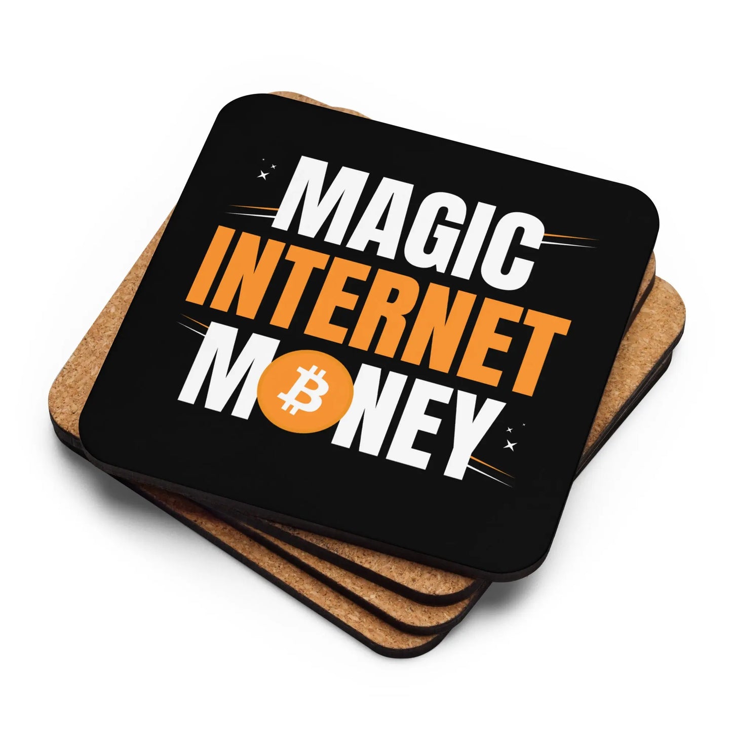 Magic Internet Money - Cork-back Bitcoin Coaster