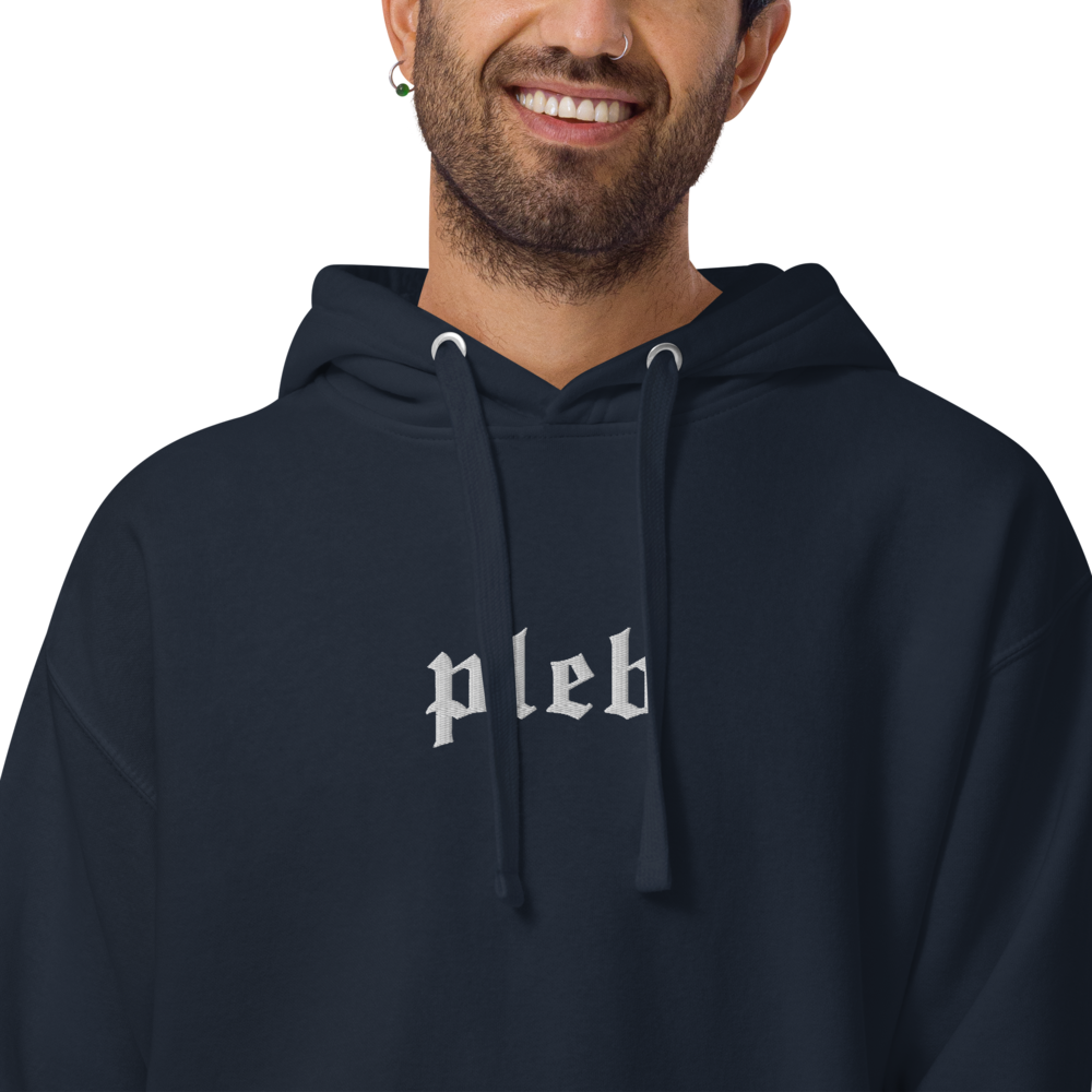PLEB - White Color Embroidery - Bitcoin Hoodie Store of Value