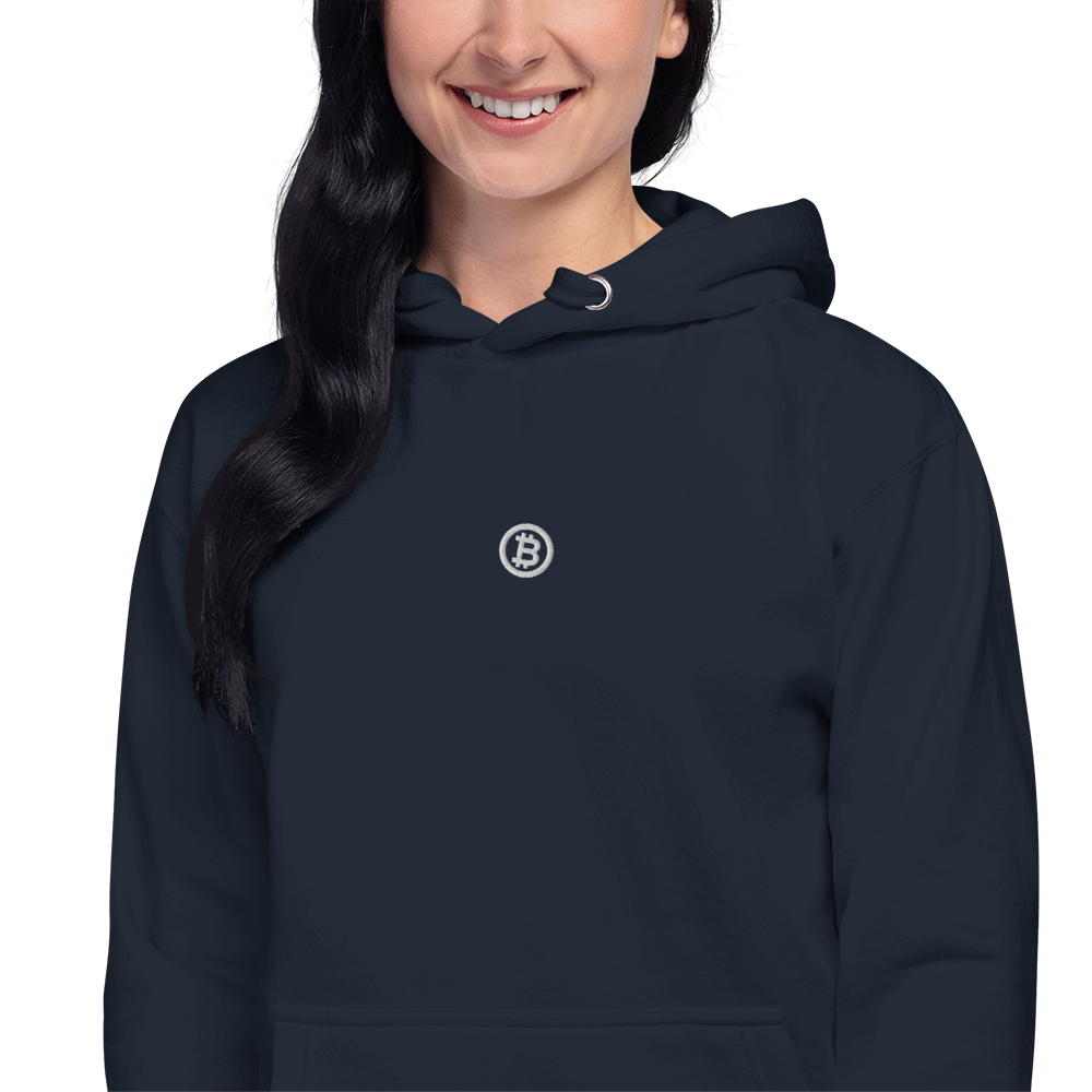 Bitcoin Logo - Bitcoin Hoodie - White Embroidery - Center Chest Store of Value