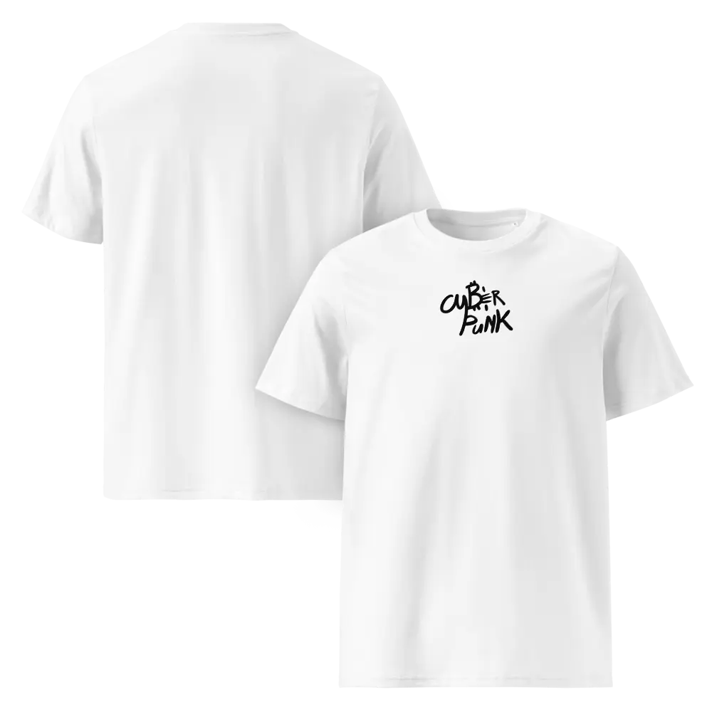 Bitcoin T-Shirt – Cyber Punk by BitPopArt - front and back view