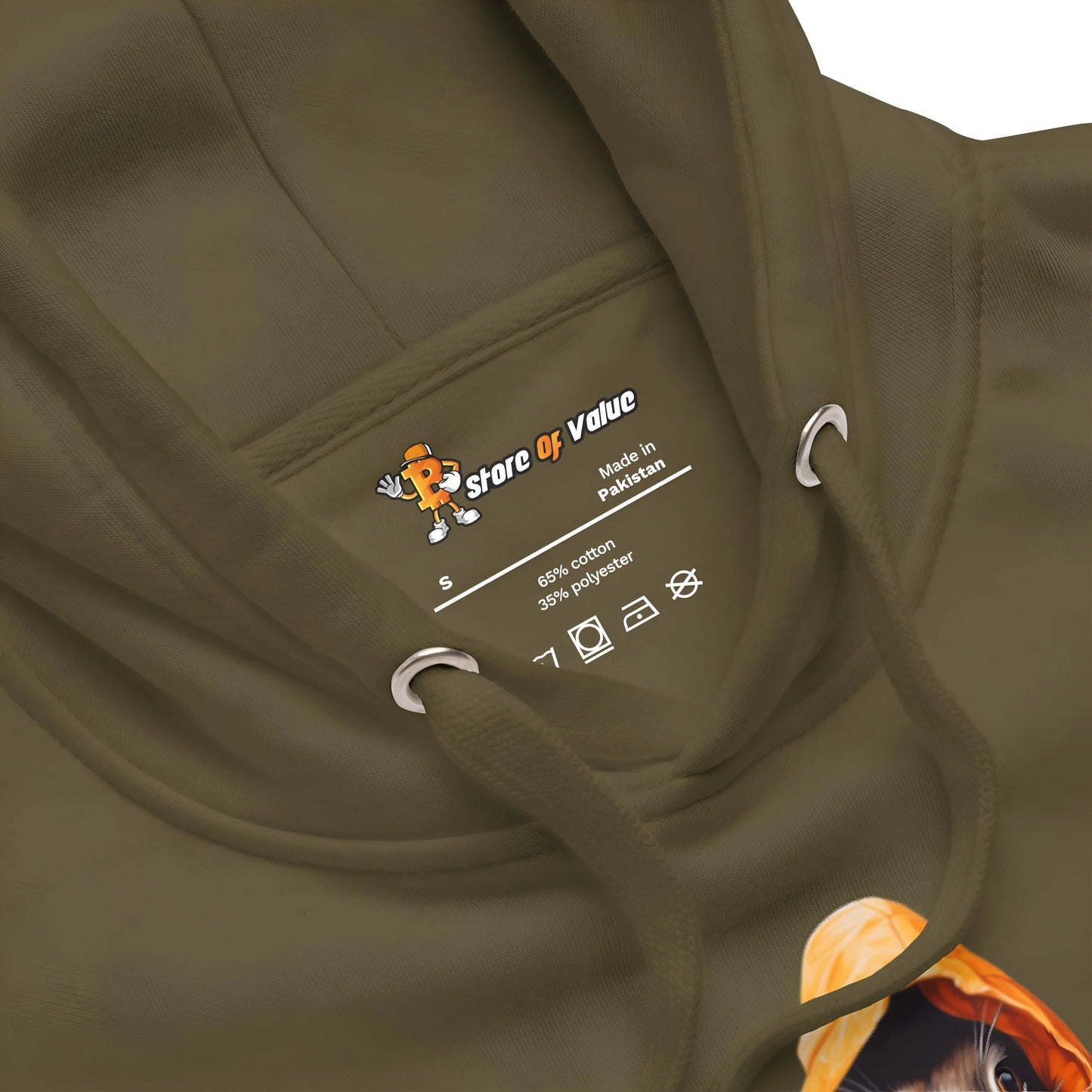 bitcoin hoodie - falling down the bitcoin rabbit hole - design close-up