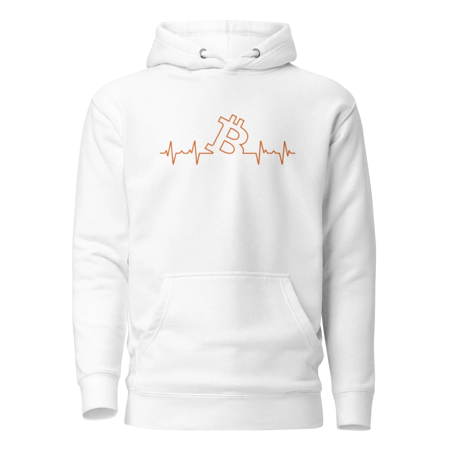 bitcoin hoodie - heart beat - front view - white