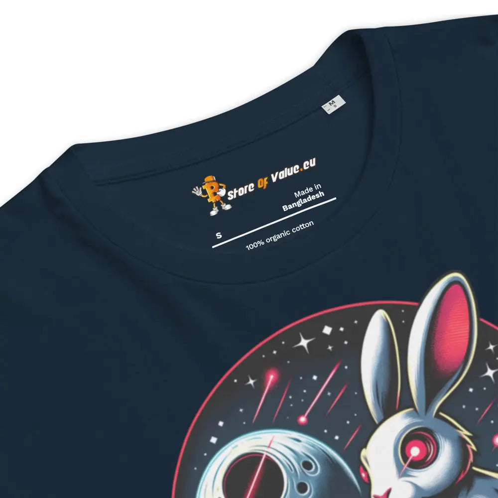 Bitcoin T-Shirt – Laser Eyes Rabbit Family - flat lay - navy blue