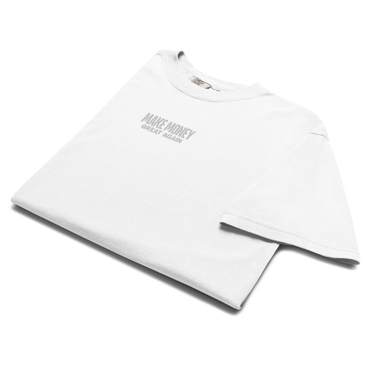 bitcoin t-shirt - make money great again - folded view - white