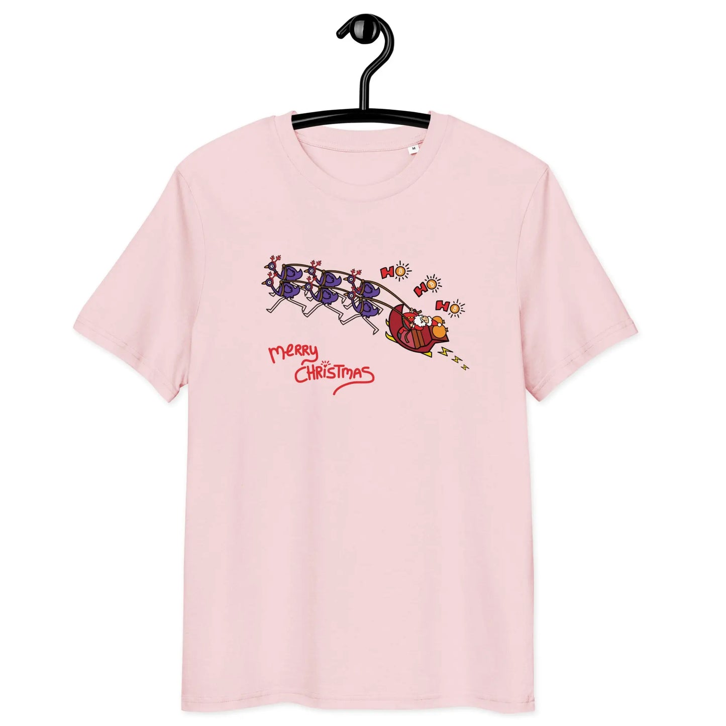 bitcoin t-shirt - merry christmas - front view pink