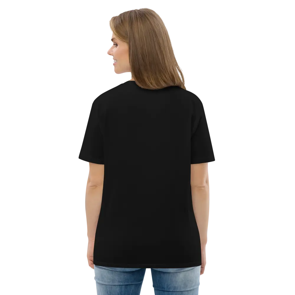 nostr tee - mind - model back view
