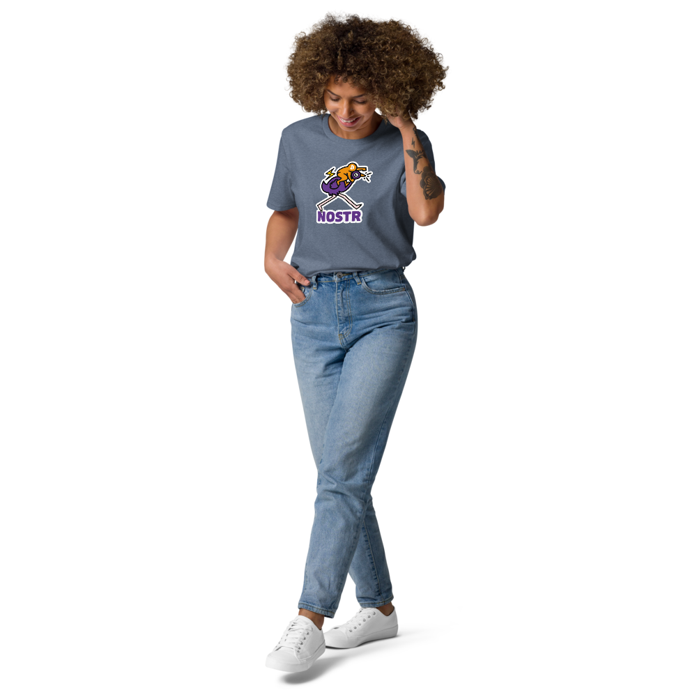 Nostr T-Shirt – Nostr Pop Ostrich - on female model - lavender