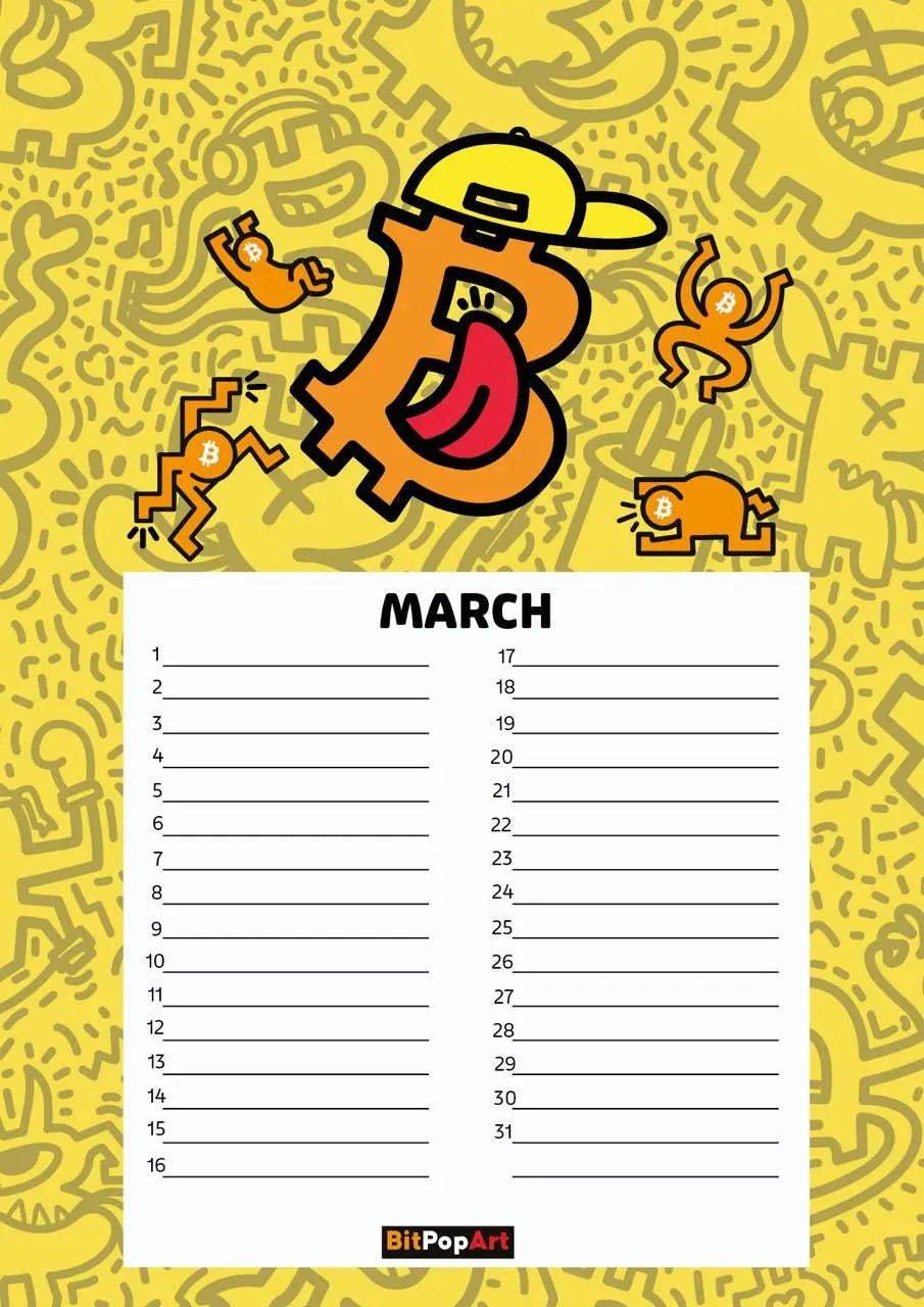 2025 Bitcoin Calender - By BitPopArt Store of Value