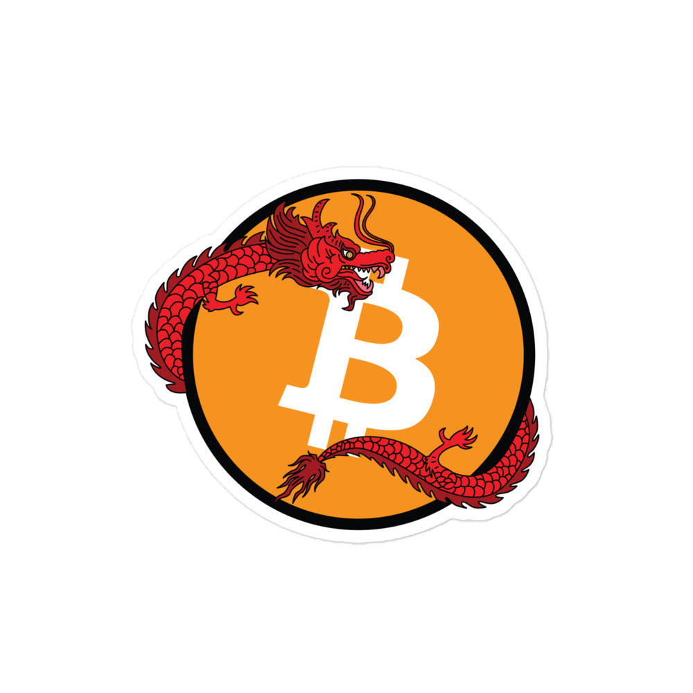bitcoin sticker - red dragon - detail view