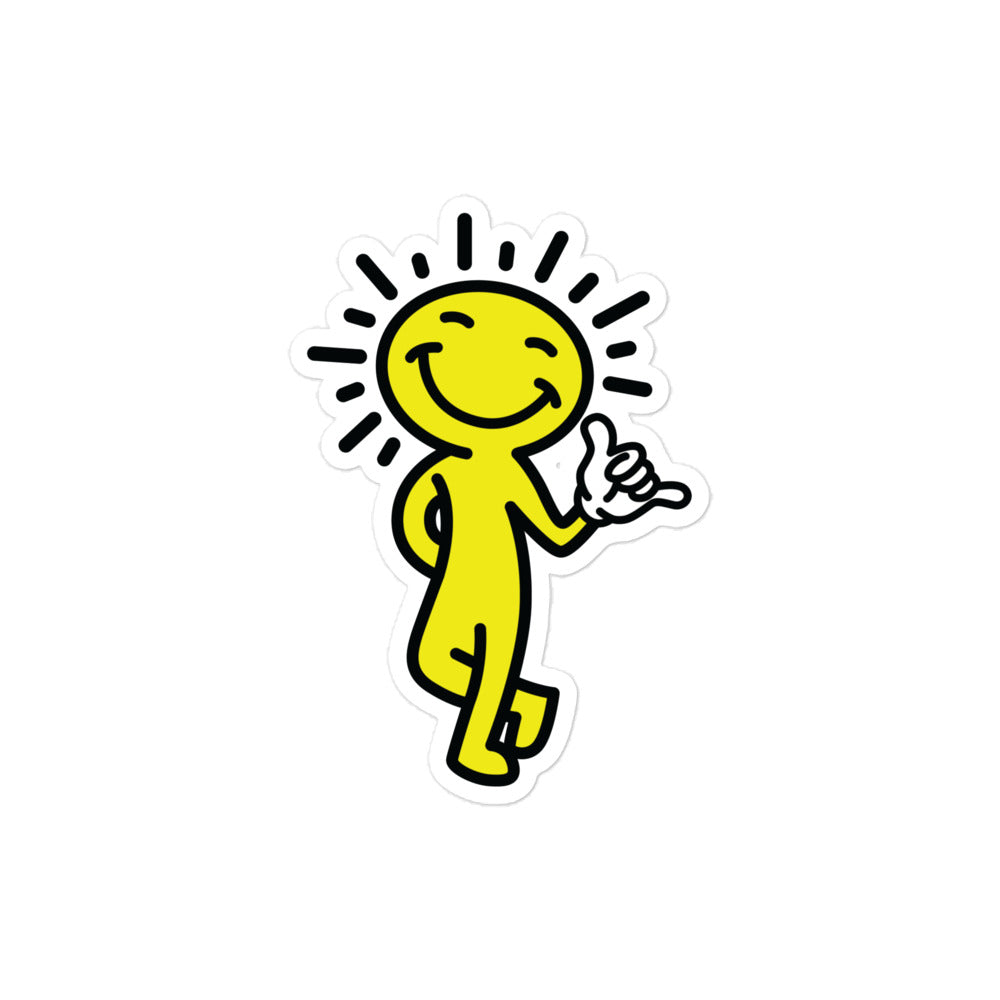 smiling sun sticker - close-up