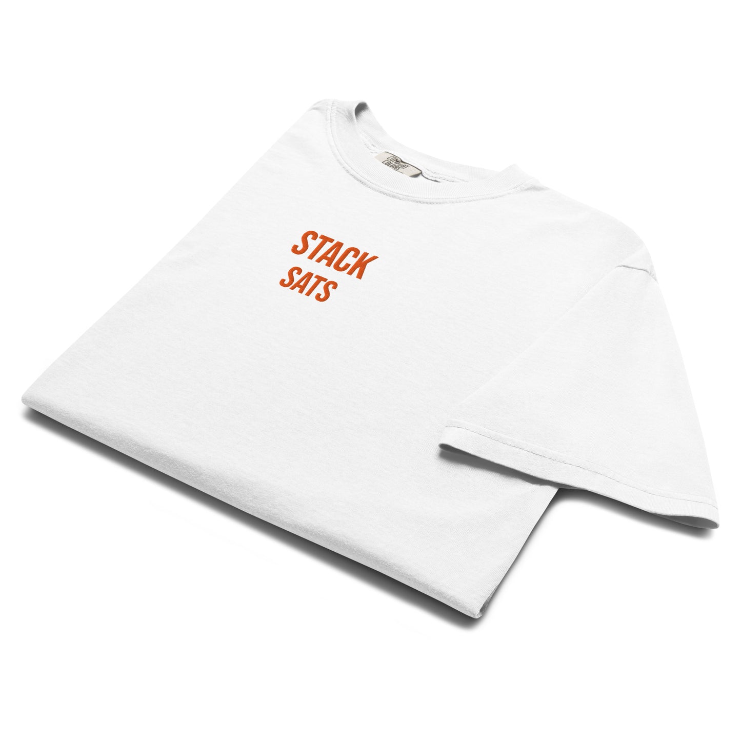 bitcoin t-shirt - stack sats - folded - white