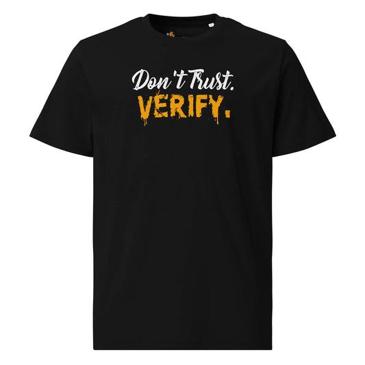Don`t Trust Verify - Premium Unisex Organic Cotton Bitcoin T-shirt Black Color
