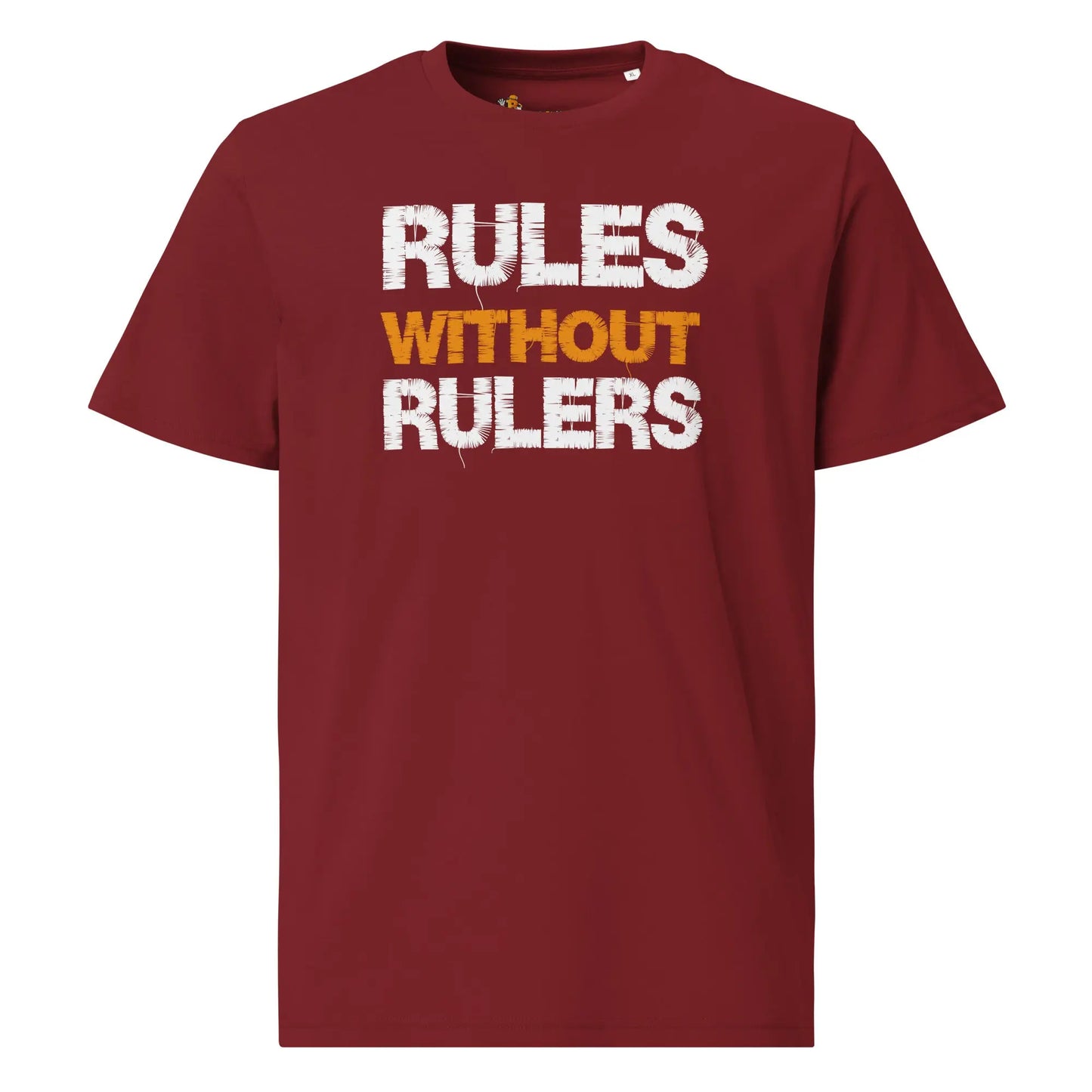 Rules Without Rulers - Premium Unisex Organic Cotton Bitcoin T-shirt Burgundy Color