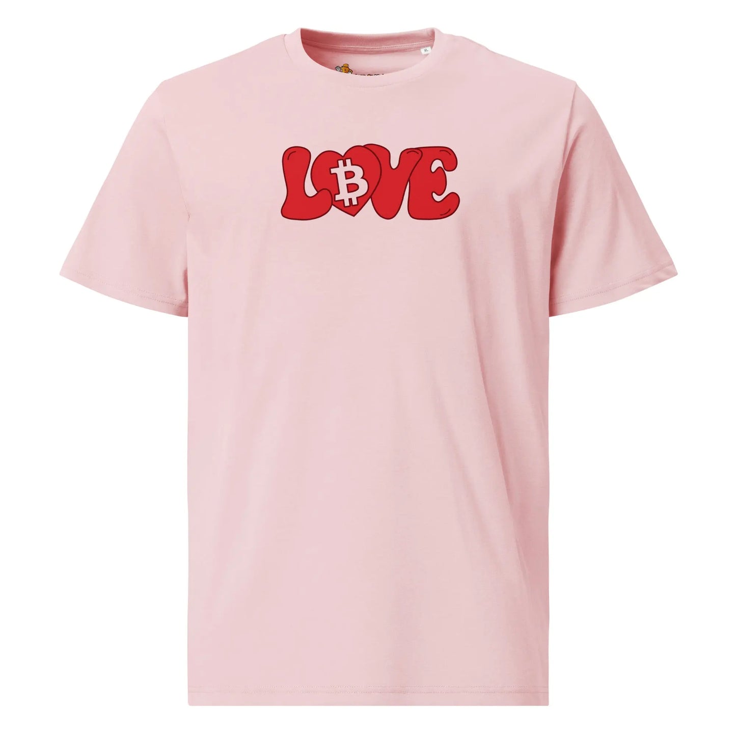 Groovy Love - Premium Unisex Organic Cotton Bitcoin T-shirt Pink Color