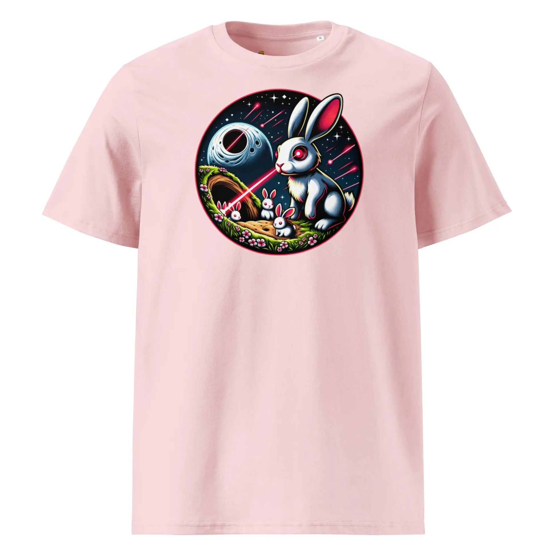 Laser Eyes Rabbit Family - Bitcoin Rabbit Hole - Premium Unisex Organic Cotton Bitcoin T-shirt Pink Color