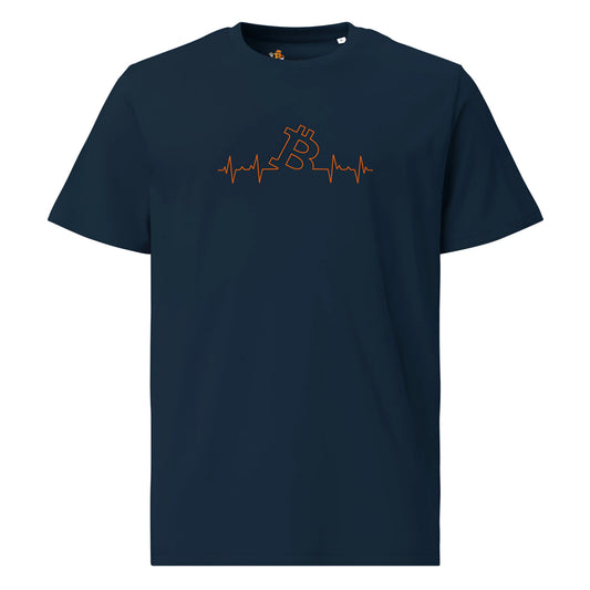 Bitcoin Heart Beat - Premium Unisex Organic Cotton Bitcoin T-shirt French Navy
