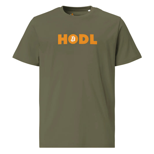 HODL - Premium Unisex Organic Cotton Bitcoin T-shirt Khaki Color