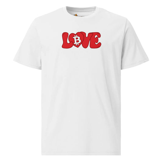 Groovy Love - Premium Unisex Organic Cotton Bitcoin T-shirt White Color