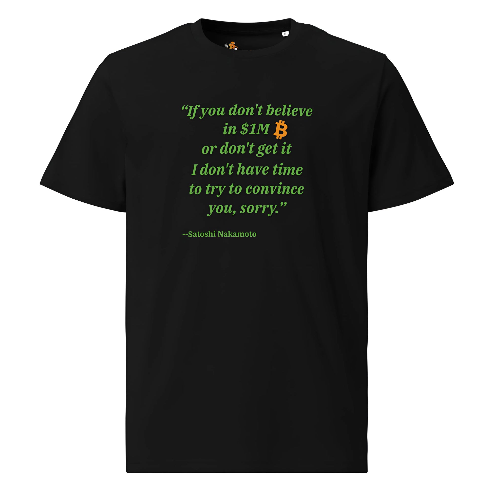 bitcoin t-shirt - 1m bitcoin - front view - black