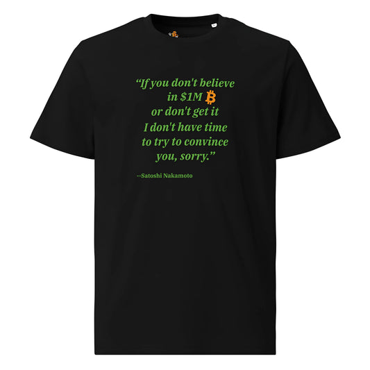 bitcoin t-shirt - 1m bitcoin - front view - black