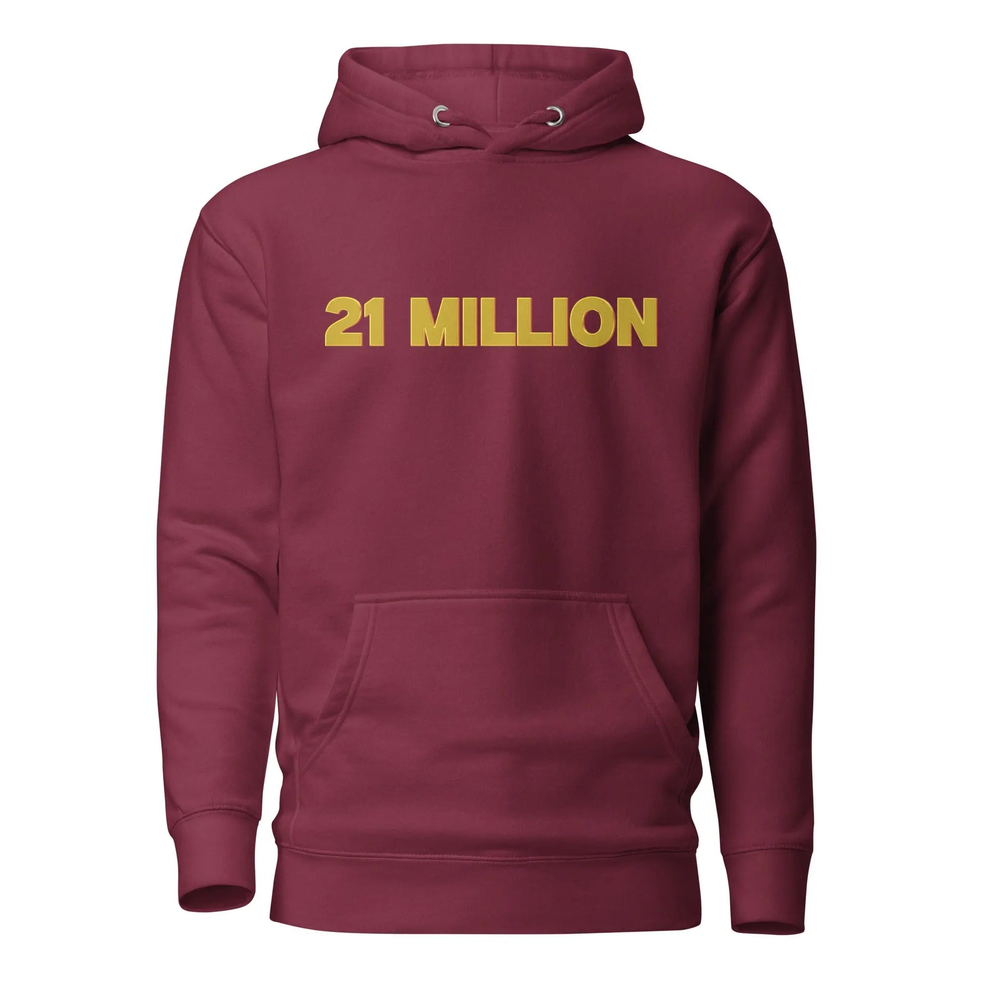 bitcoin hoodie - 21 million - front view - maroon