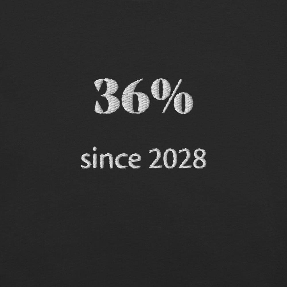 bitcoin t-shirt - 36 percent since 2028 - embroidery close-up