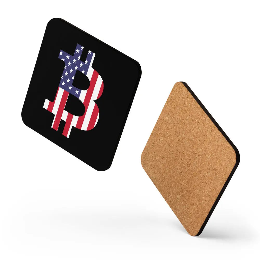 American Bitcoin Flag coaster floating layout product image