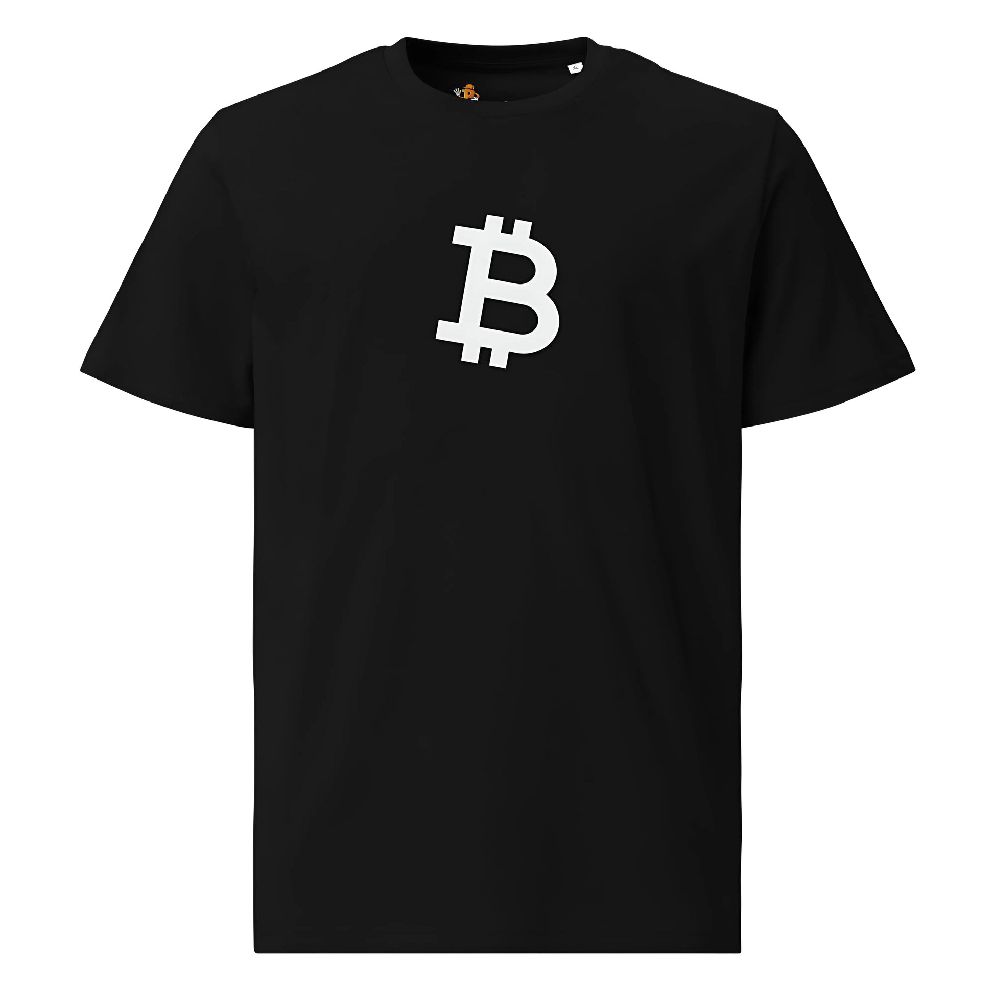 bitcoin t-shirt - angled b - front view - black